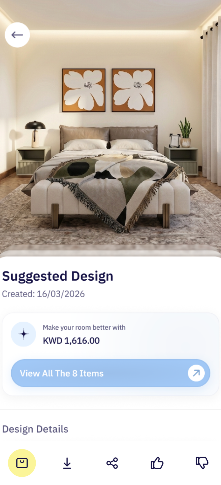 LIVE app create new design screen on phone